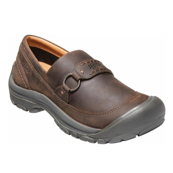 Keen Kaci III Dark Earth/Canteen Oiled Leather Floral Slip-on Oxford Loafer Shoe - Picture 9 of 9